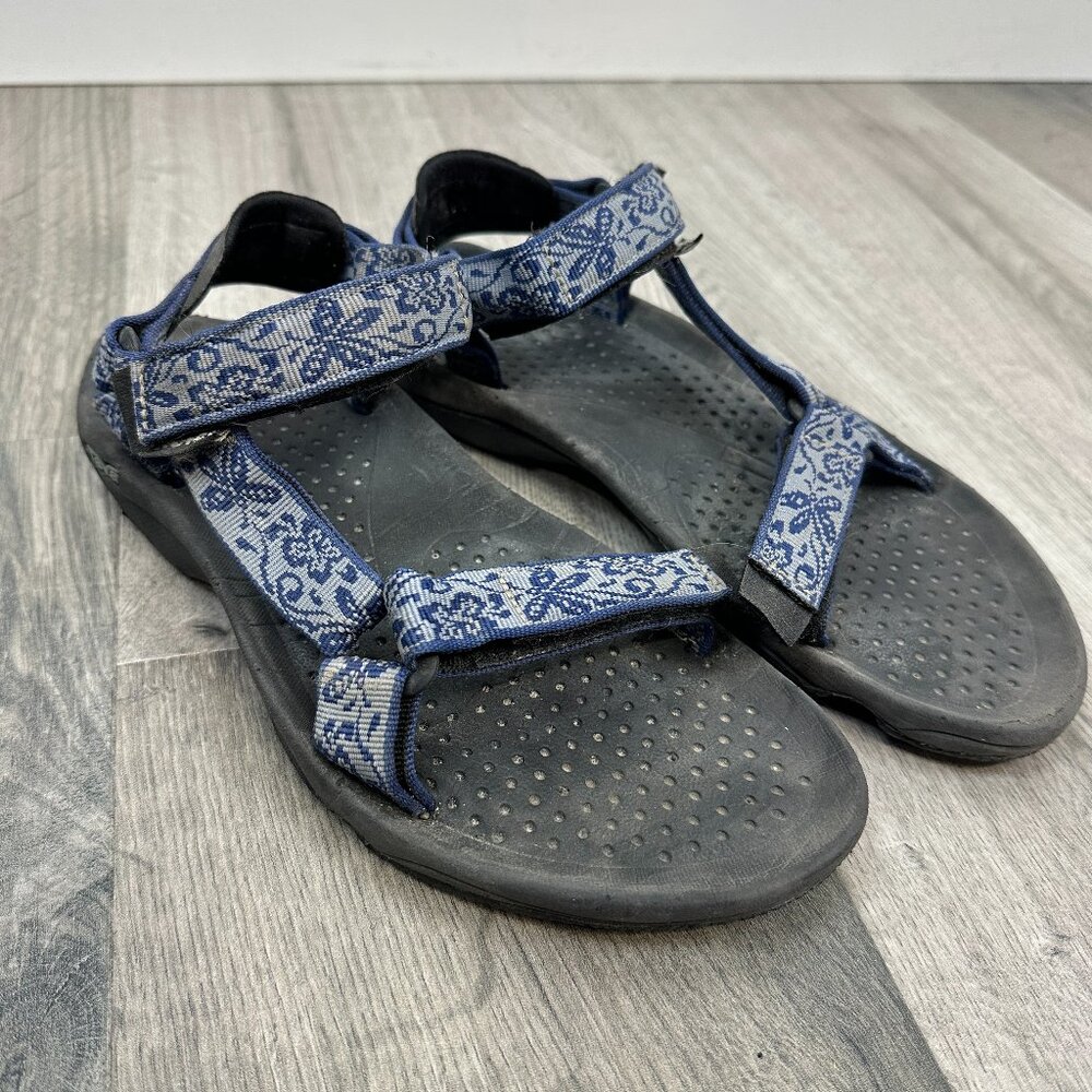 Teva Velcro Strap Sandals Blue Stitch Shoe Womans Size 7